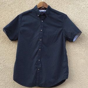 Denim & Flower Polka Dot Short Sleeve Button Down